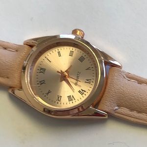 Rose Gold Nude/Tan Watch+Roman Numerals